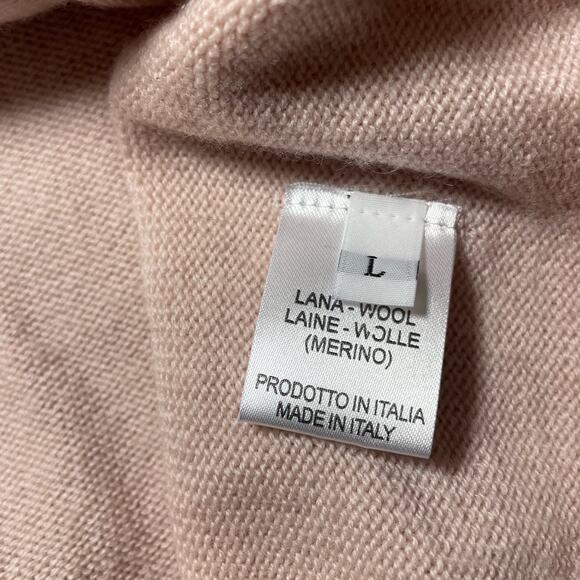 Gaia B Long Sleeve Zip Up Merino Wool Cardigan Sweater Baby Pink - Size Large - Picture 6 of 9